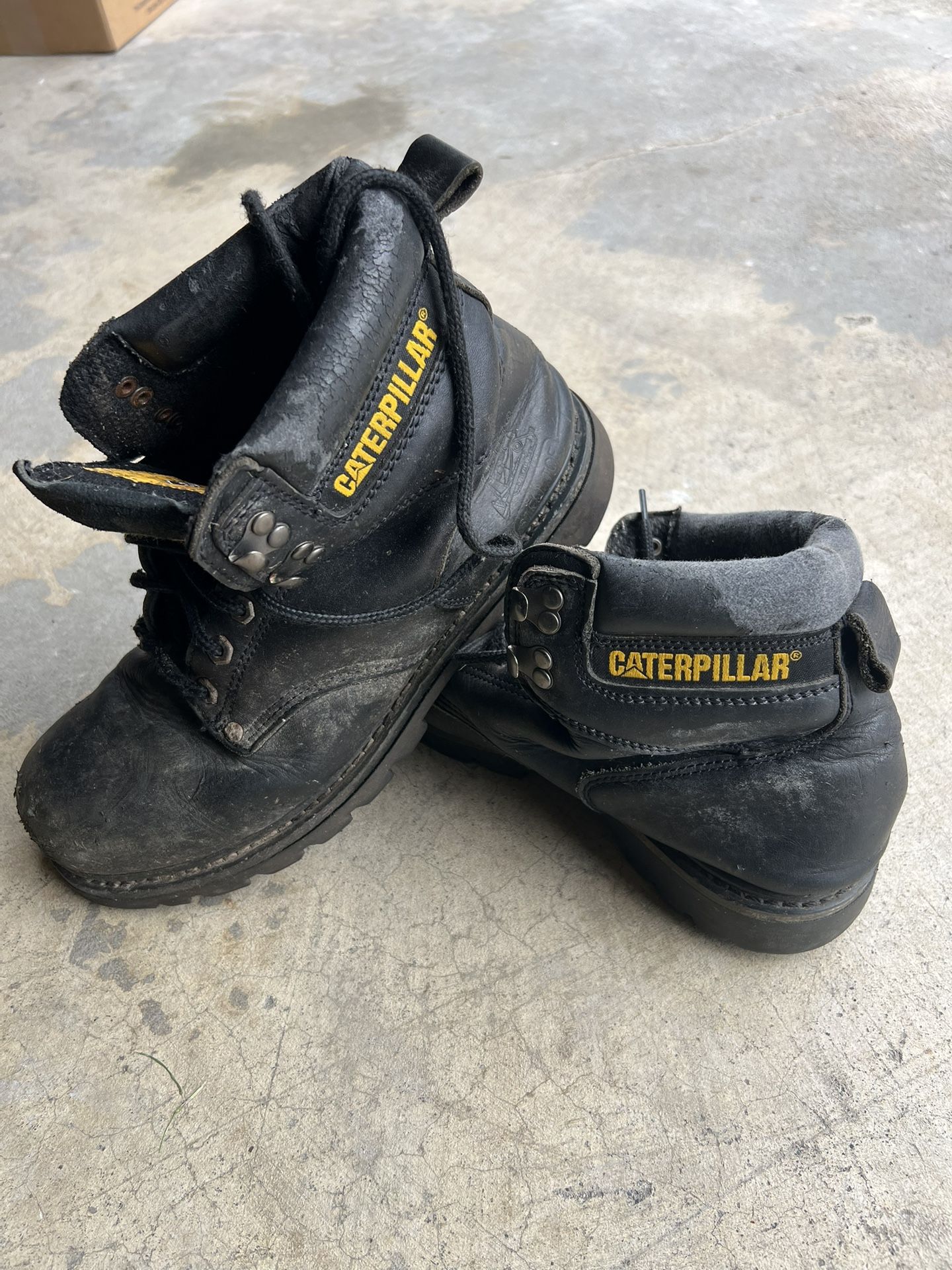 Caterpillar Steel Toe Work Boots Size 10 Black