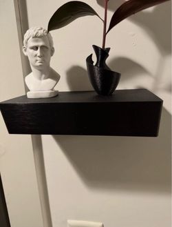 Floating Wall Shelf w Hidden Drawer Modern Minimalist Decor Display Shelf