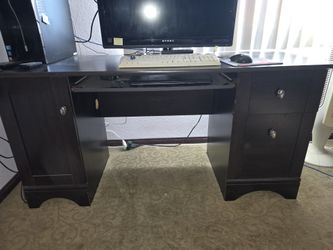Dark wood computer desk