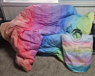 Pottery Barn Teen Watercolor Rainbow Full Bedding Set & Accessories