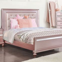 GLAM ROSE GOLD FULL OR QUEEN SIZE BED FRAME CAMA MATRIMONIAL