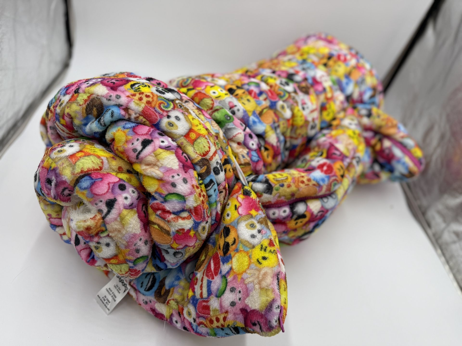 iscream 70" x 28" Faux Sherpa-Lined Silky Fleece Zippered Sleeping Bag - Emoji Collage