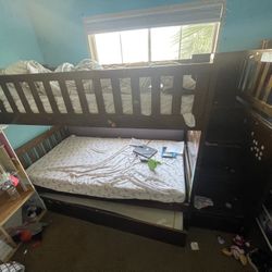 Free Bunk Bed With Bottom Pullout Bed & Chores 