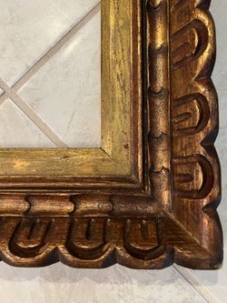 Large Vintage Solid Wood Frame Bronze Leaf