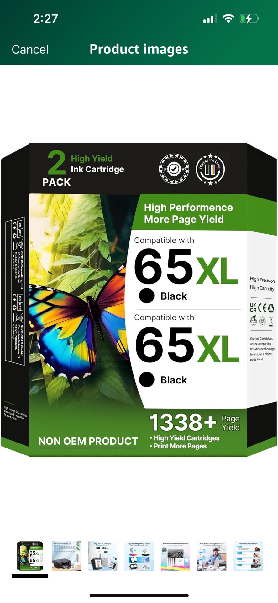 65XL for HP 65 Black Ink Cartridge High-Yield Replacement for HP Ink 65