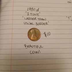 1980d Copper Penny 2 Tone 