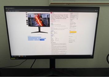 LG 27 inch QHD 1440p 144hz Gaming Monitor