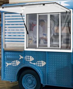Concession Window for Food Trucks, 48" x 30" Concession Stand Serving Window Awning Food Truck Service Door with 4 Horizontal Sliding Screen Windows &
