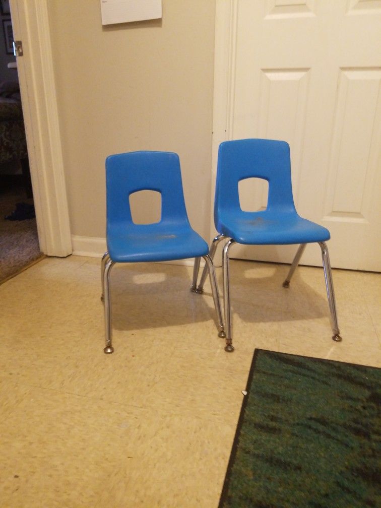 2 Childrens Plastic And Metal Chairs