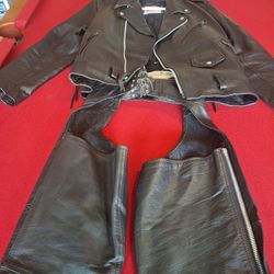 Black Leather Jacket and Chaps 
