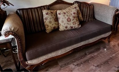 Carved Wood Victorian-Style Sofa – $345 OBO