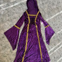 New Large Purple Velvet Renaissance Midevial Princess Gypsy Witch Dress Costume 