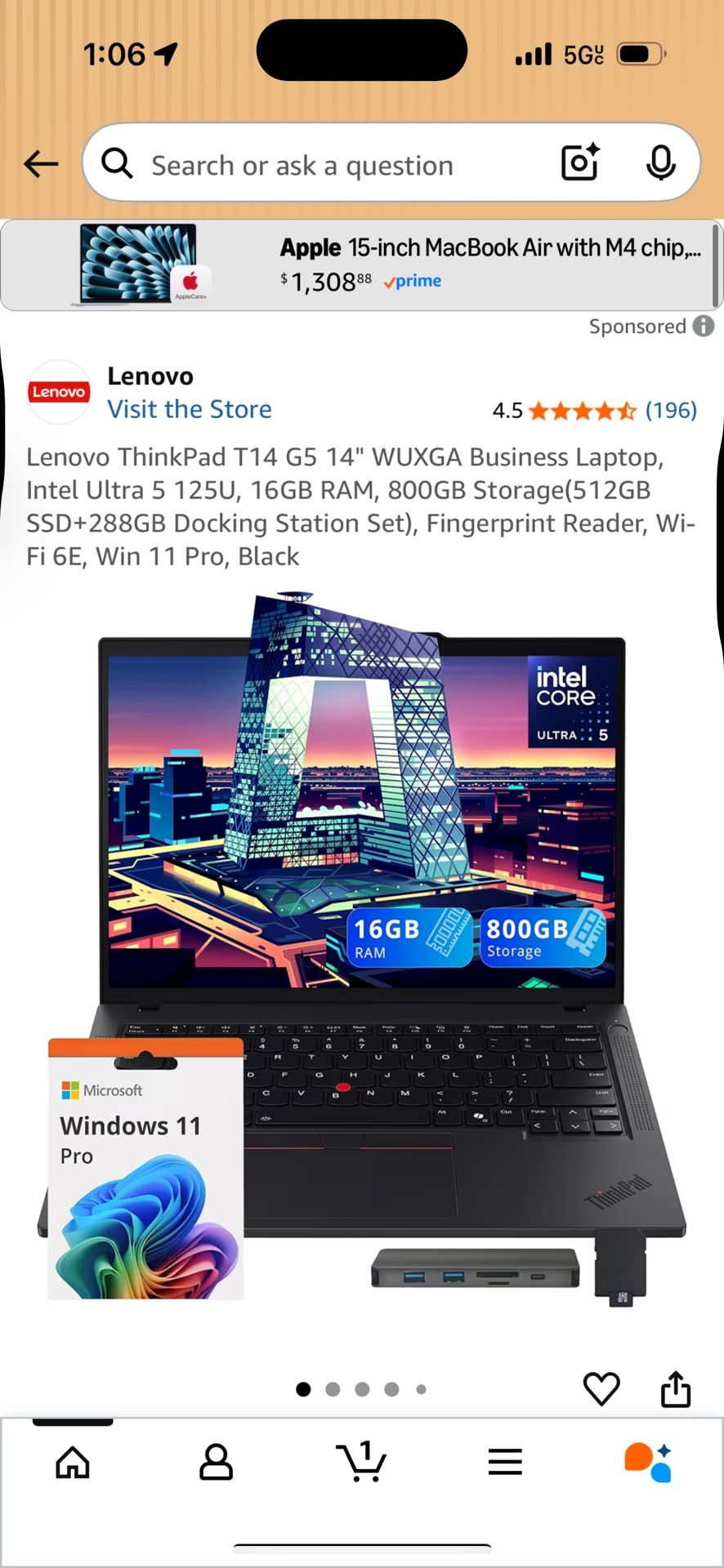 Lenovo ThinkPad T14 G5 14" WUXGA Business Laptop,