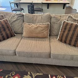 Pier 1 Beige Sofa With Pillows