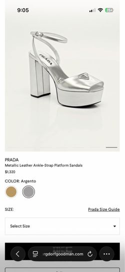 Prada Metallic Leather Ankle-Strap Platform Sandals