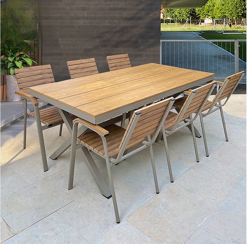 Patio Table and Chairs Outdoor Dining Set 6-pieces