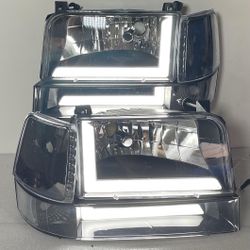 92-96 Ford F-150 to F-350 / Bronco LED Black Housing Headlights