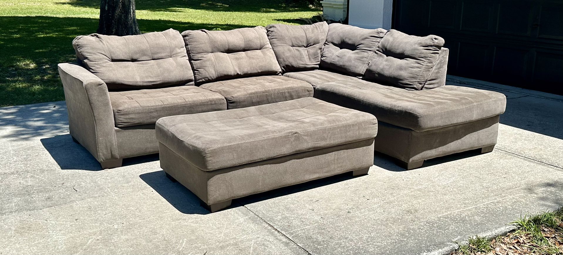 Gray Sectional With Ottoman - Delivery Available 