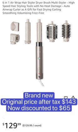 6 in 1 Air Wrap Hair Styler Dryer Brush Multi-Styler - High Speed Hair Styling Tools with No Heat Damage - Auto Airwrap Curler as A Gift for Fast Dryi