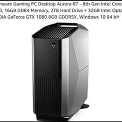 Alienware Gaming PC Desktop Aurora R7 with monitor