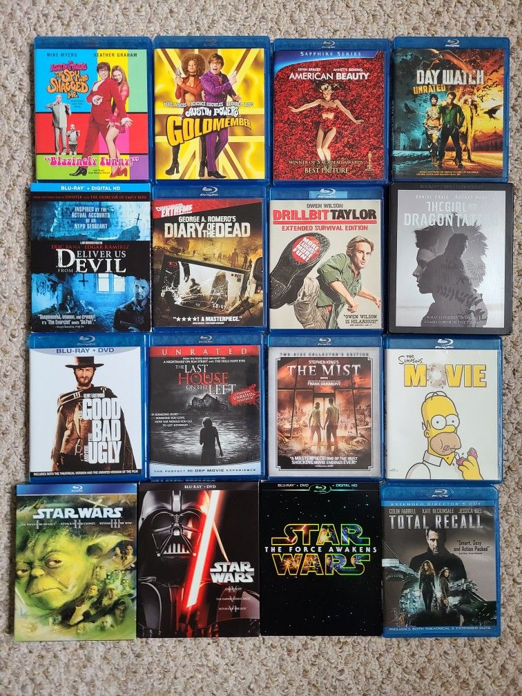 20 Blu-ray Lot- Star Wars Trilogy, American Beauty, Horror And More