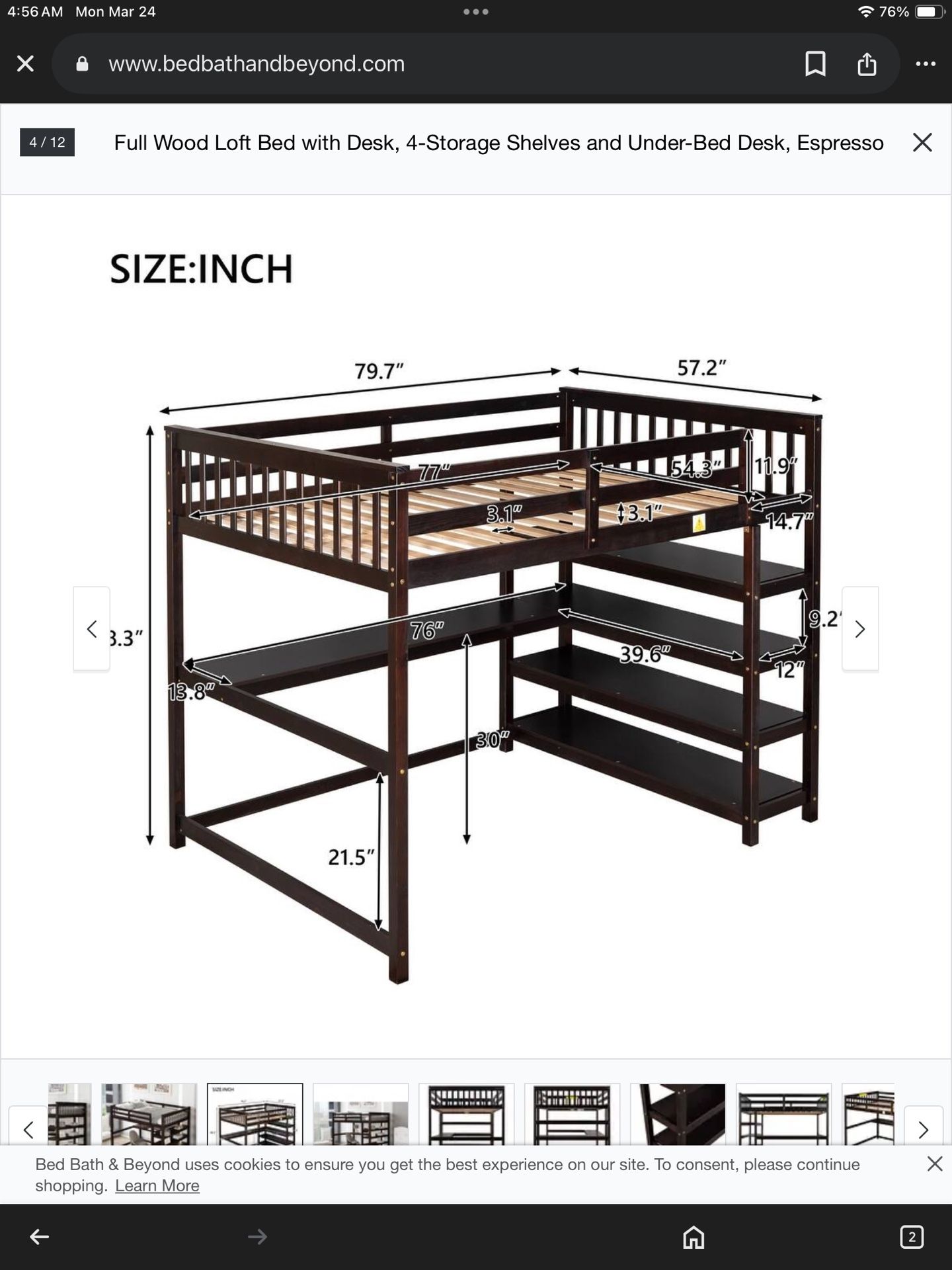 💤 Full Size Loft Bed With Desk & Storage Shelf’s 💤 📍New In 2X-Boxes 📍 💙Retails > $760 💙