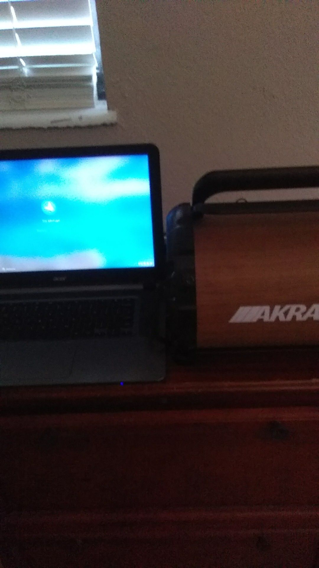 Laptop and Bluetooth speaker