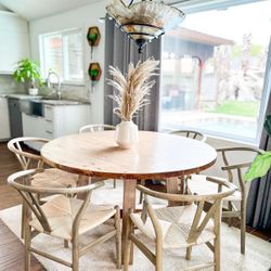 Custom Dining Table Farmhouse Country French Modern Rustic Solid Wood Set Restoration Hardware Insp Bench Hand Built Round Oval Counter Breakfast  