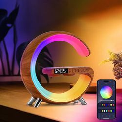New big G Smart Light Wireless Charger LED Clock App Control Bluetooth Speaker Alarm Clock Atmosphere Light  Home Decoration