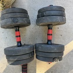 Vinyl Dumbbell Set With Barbell Attachment 43lbs Of Weight 
