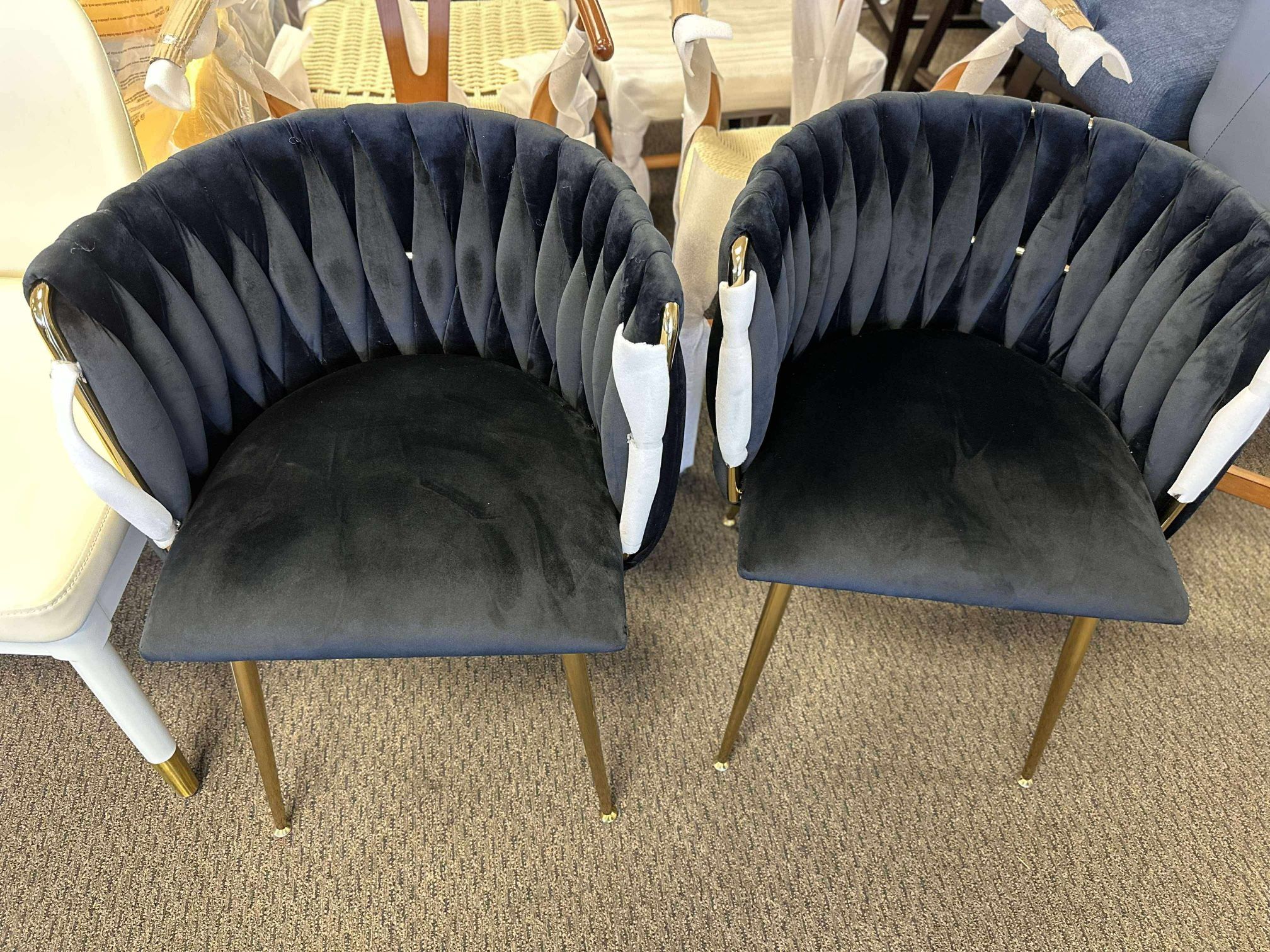 Dining Chairs Set of 2, Velvet Upholstered Dining Chairs with Gold Metal Legs, Modern Accent Chairs for Living Room, Dining Room, Kitchen (Black) $120