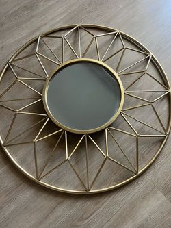 Gold Sunburst Round Wall Mirror