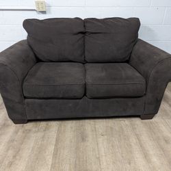 Contemporary Brown Fabric Loveseat
