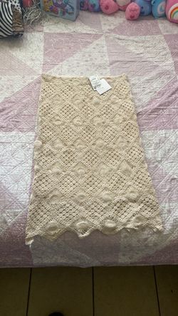 Cream Crochet Midi Skirt