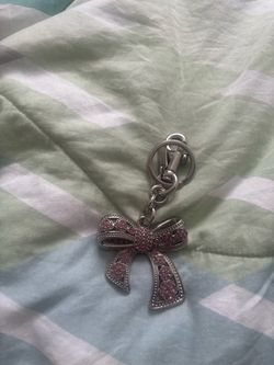Coach pink and silver keychain