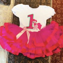 My Little Pony birthday dress 1 year old pink tutu party Pinkie Pie with headband