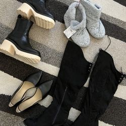 Womens Boots Flats Shoes Slippers Size 9-10-11