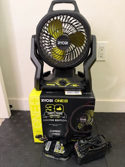 RYOBI ONE+ 18V Hybrid Cordless 7-1/2 in. Fan 30TH Anniversary Kit with 2 Ah Battery and Charger