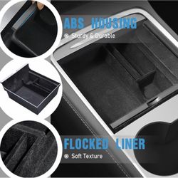 Tesla Armrest Hidden Cubby Drawer Storage Box Container
