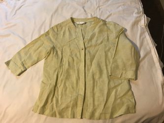 Light green petite sophisticates tunic blouse size small linen blend