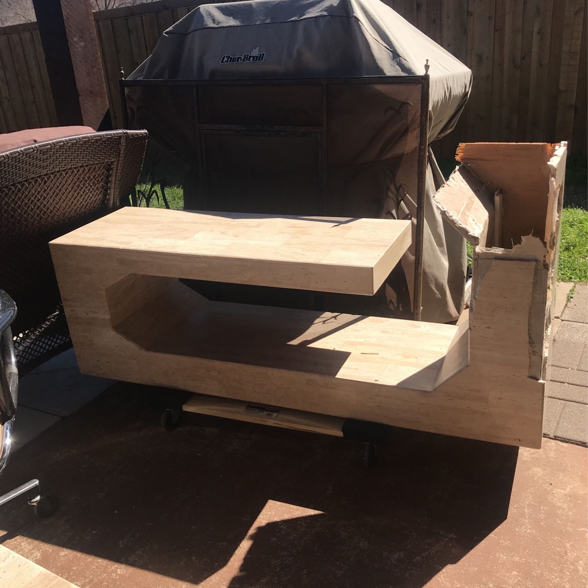 For Parts Or Repair Travertine Console Table