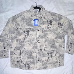 Sixth June Paris Overshirt Jacket Textured Paisley Beige Size XS