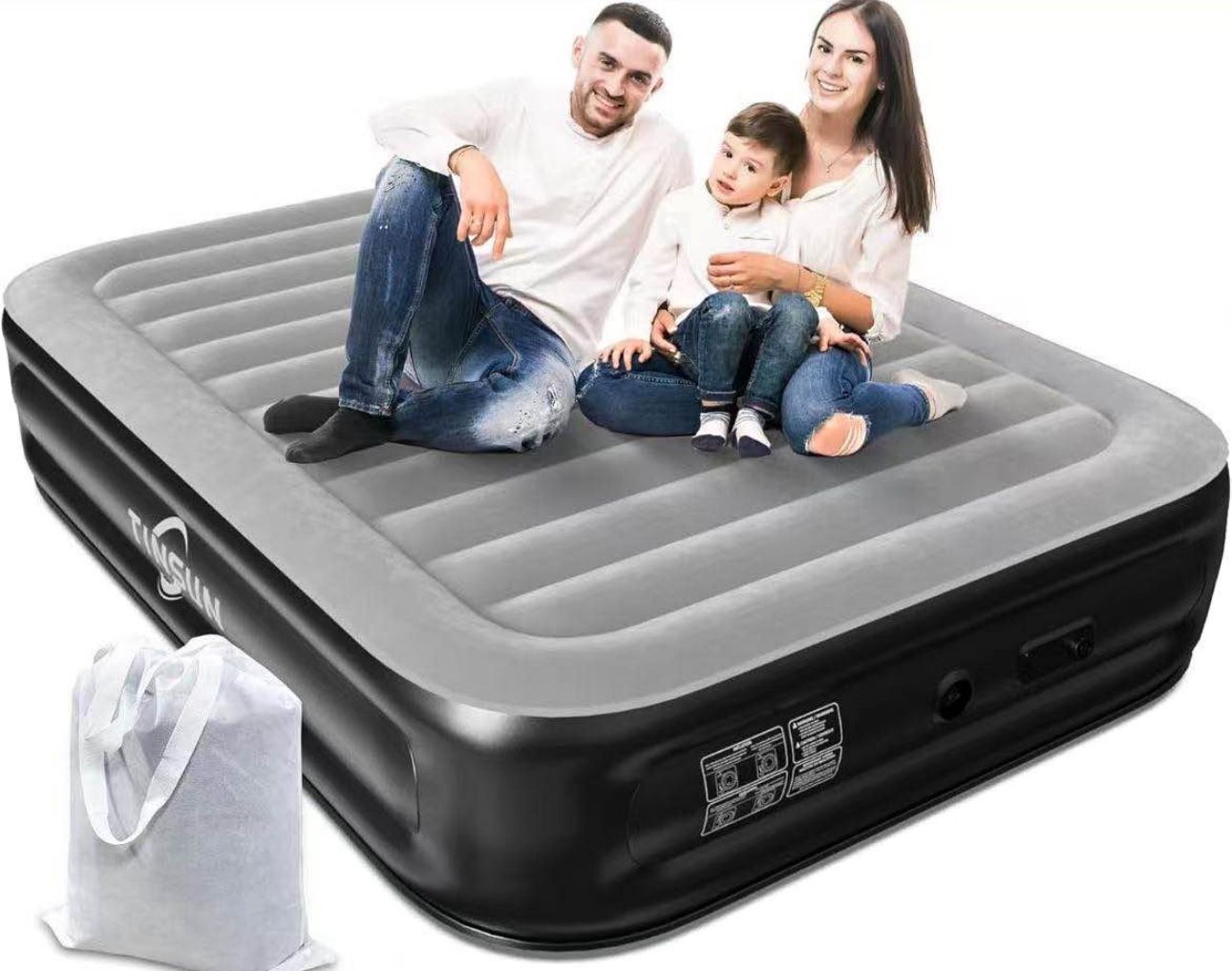 Queen Air Mattress with Built in Pump,18'' Durable Air Bed for Camping,Home&Guests,Fast&Easy Inflati