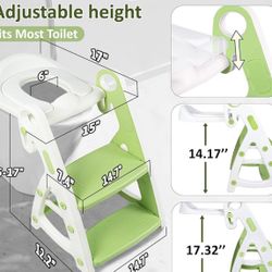 2-in-1 Potty Training Seat with Step Stool Green New 