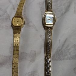 Two Antique Gold Tone Watches.