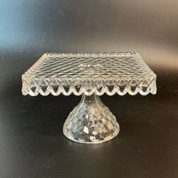 Vtg Fostoria American Pedestal Square Cake Stand w/ Rum Well 10" Square Cube
