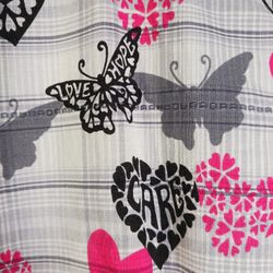 Small Dickies Women's Scrub Top Uniform Butterfly Hearts Love Care Pink Black 