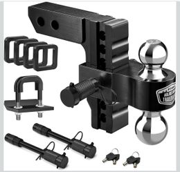 Kohree 6" Adjustable Trailer Hitch Fit 2" Receiver, Anti Rattle Hitch Clamp  Dual Ball 2" and 2-5/16"(12,500 LBS GTW), Drop/Rise, Heavy Duty Aluminum 