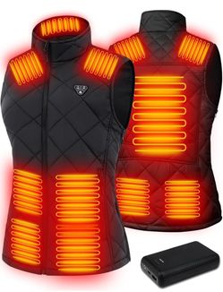Heated Vest For Women With Battery Pack Included, Puffer Vests Quilted, Flattering, Lightweight, Smart Controller With Light-Out, Adjustable Side Zipp