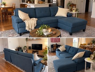 Blue Couch with Ottoman